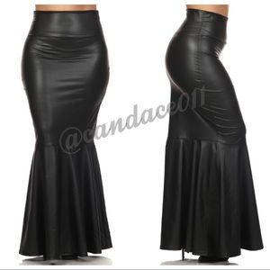 "Leather" Mermaid Maxi Skirt